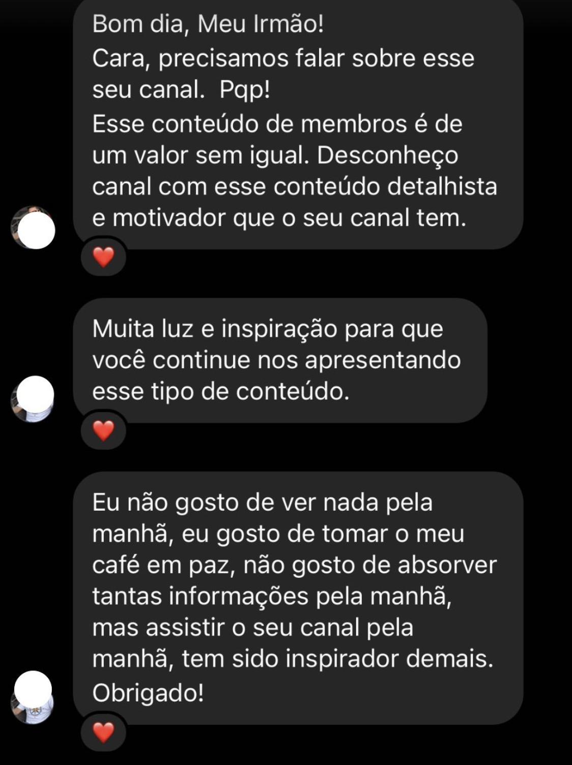 Depoimento de membro no YouTube